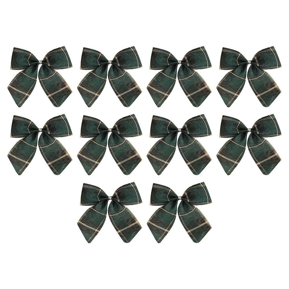 10Pcs/set Various Style Christmas Plaid Bow Plaid Bow Christmas Garland Accessories  Christmas