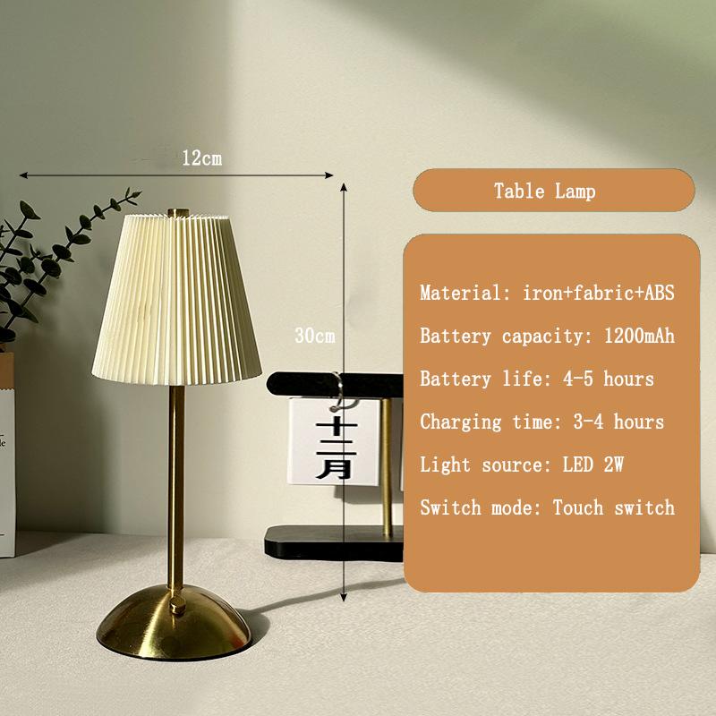 Kreativer LED-Faltenstoff-Lampenschirm Schlafzimmer Nachttischlampe USB-Lademodell Touch-Nachttisch Wohnzimmer Kleine Tischlampe