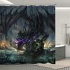 Thème Fantasy Médiévale Dragon Violet Rideau de Douche Animaux Magiques Tissu Polyester Rideau de Bain Pour Décoration de Salle de Bain Avec Crochets