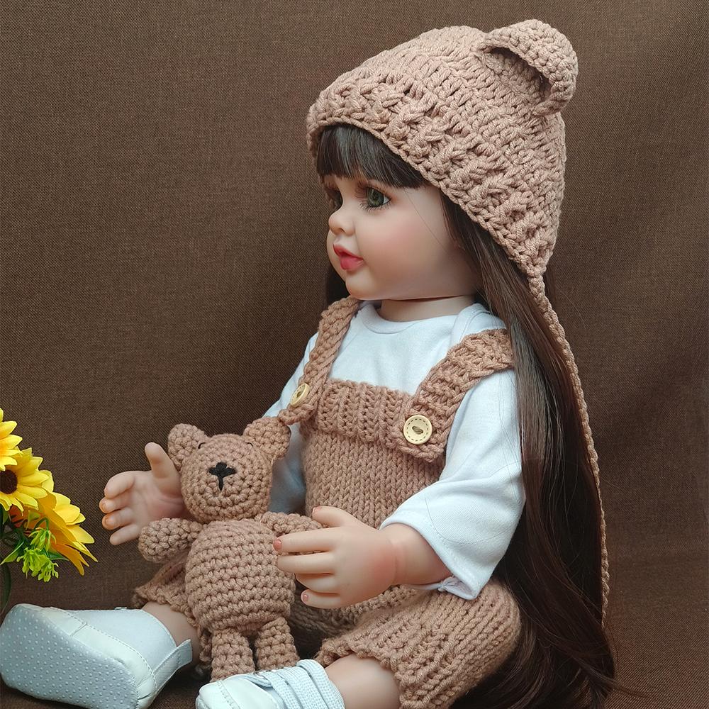 55 см 22 дюйма куклы реборн реалистичные полностью силиконовые детские Bebe виниловые — фото 4