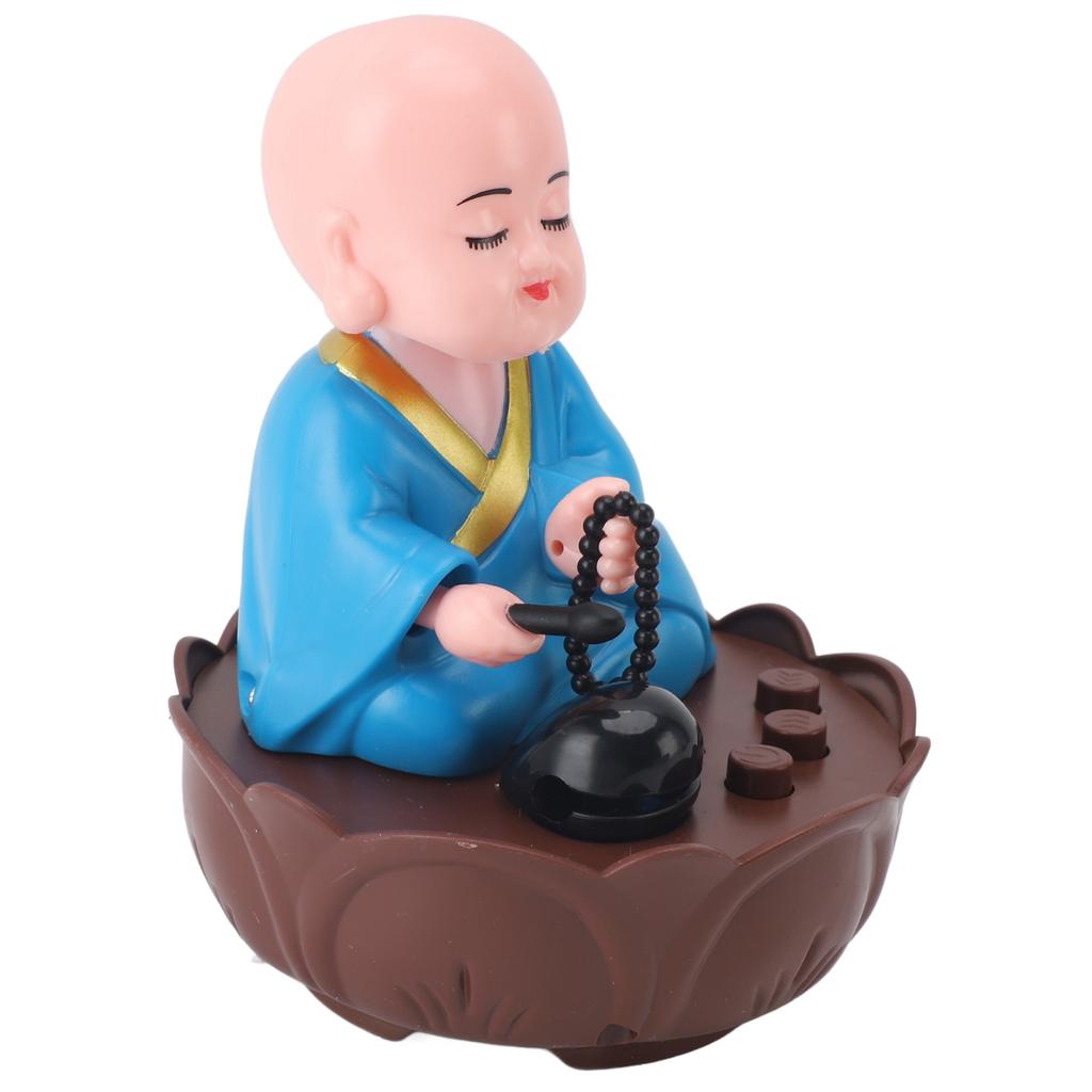 Musical Nodding Monk Figurine Decoration Moving Head Buddha Statue with USB Charging Cable Blue