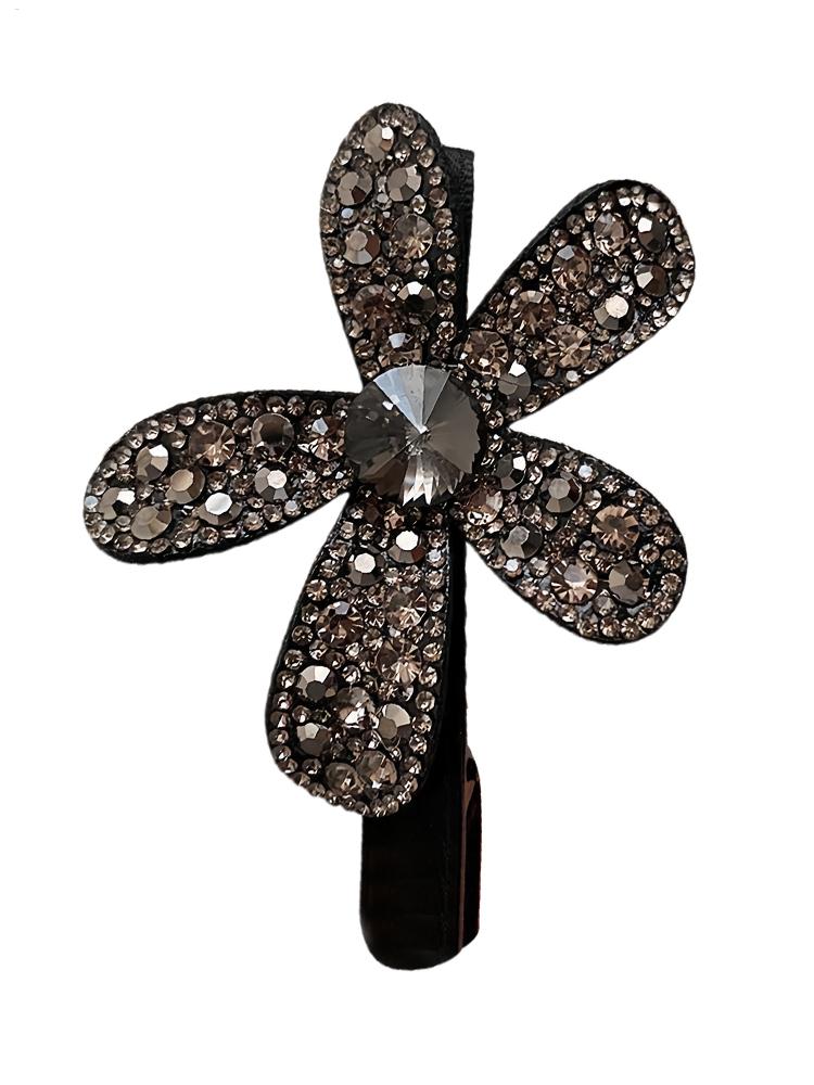 Sparkling Rhinestone Flower Hair Clip Beaded Flower Duckbill Clip Glitter Shiny Flower Hairpin Sparkling Braided Hair Clip