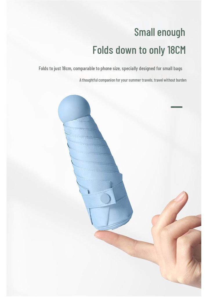 50% Off Macaron Capsule Umbrella: 6-Rib Sunshade & 8-Rib Folding Sunny/Rainy Day Umbrella with Black Glue Sun Protection.