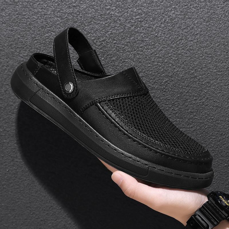 Fashion Street Style Breathable Mens Slippers Lightweight Male Slides Non-Slip Anti-collision Toe Shoes for Outdoor Beach Flats Sandals