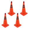 4Pcs Collapsible Traffic Cone Orange Reflective Pop Up Foldable Construction Parking Safety Cone with LED Light 18inch