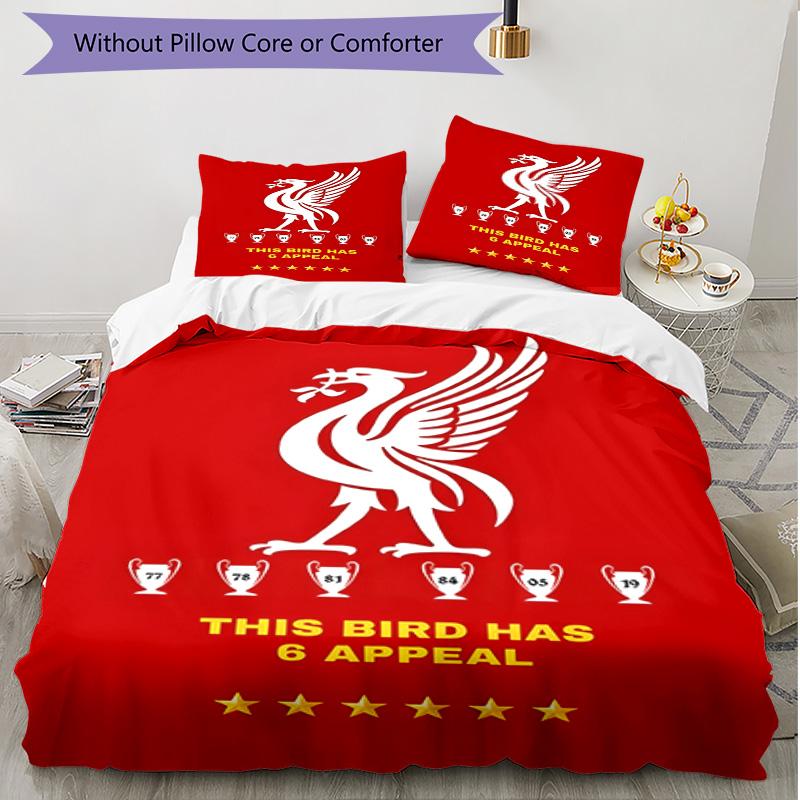 Set copripiumino 3 pezzi (1*Copripiumino + 2*Federe, Senza Nucleo), Set Biancheria da Letto Morbido Stagione Unica Liverpool F.C. Stampa, Regalo Decorazione Camera da Letto Casa