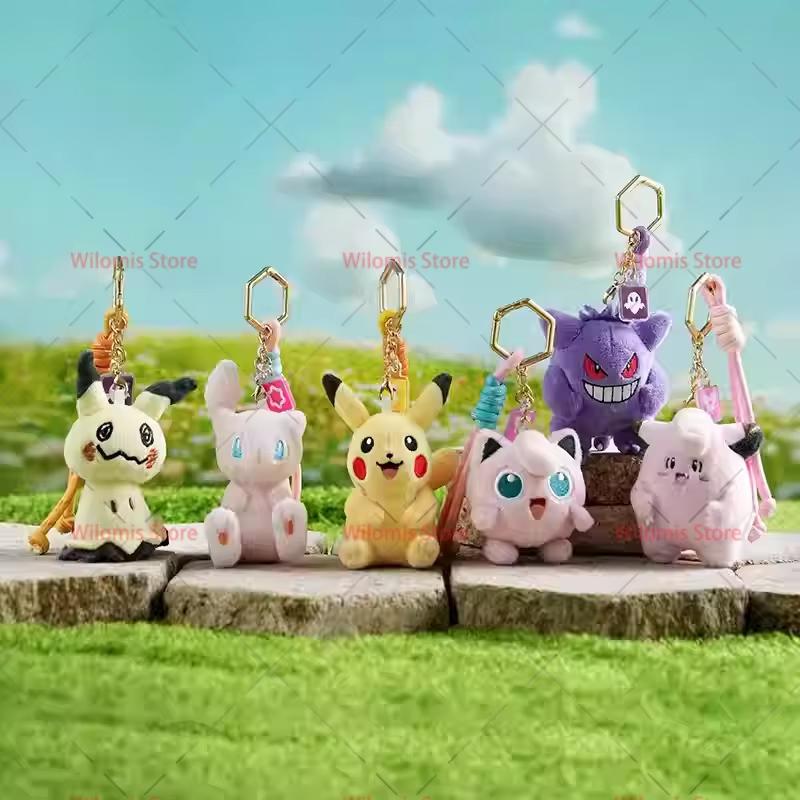 32 Styles Original Pokemon Plush Keychain Pikachu Bulbasaur Gengar Mimikyu Plusle Minun Kawaii Backpack Pendant Keyring Present