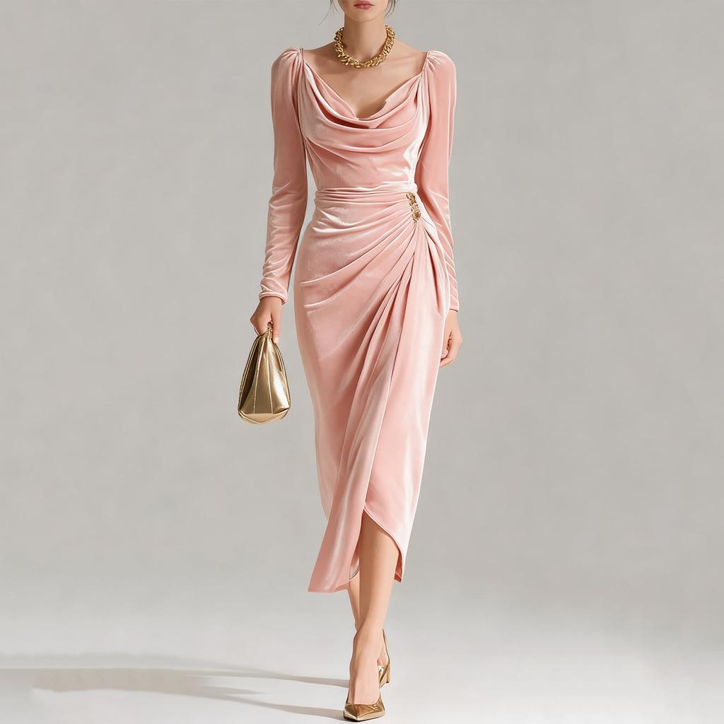 Women's Elegant And Fitted Long-sleeved Casual Dress