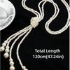 Sweater Chain Imitation Pearl Necklace Long Chain Knotted Necklace  1920s Gatsby Style
