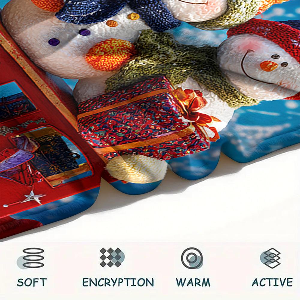 Snowmen Print Flannel Blanket, High Quality Comfortable for All Seasons, Home Decor, Warmth and Comfort, Perfect for Christmas Gifts