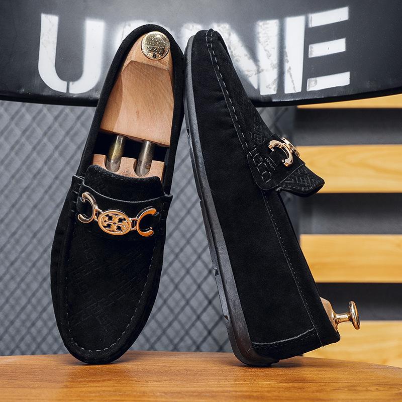 

Мужские туфли Doudou летние новые анти-бархатные матовые кожаные туфли ленивые на одной педали молодежные деловые для вождения модные туфли мужчины 39