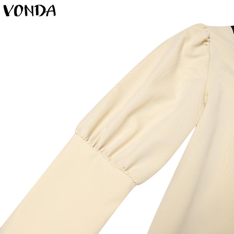 VONDA Dámské podzimní halenky s výstřihem do V a dlouhým rukávem zdobené manžetovými knoflíčky
