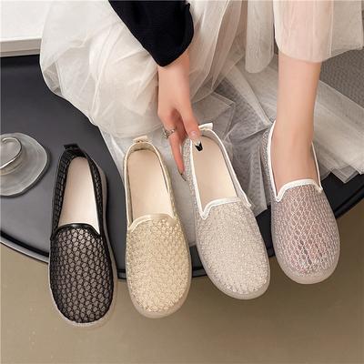 Hollow Mesh Shoes Women's Breathable Mesh Non-slip Summer Versatile Single Shoes Women's One-pedal Lazy Shoes Flat Shoes