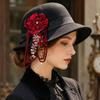3D Shape Fabric Flower Cloth Brooch Ornament Crystal Tassel  Clothing Embellishment