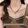 New Chinese Style Black Lion Necklace Women's Sweater Chain Fashionable Cool Luxury Minimalist Retro Titanium Steel Pendant