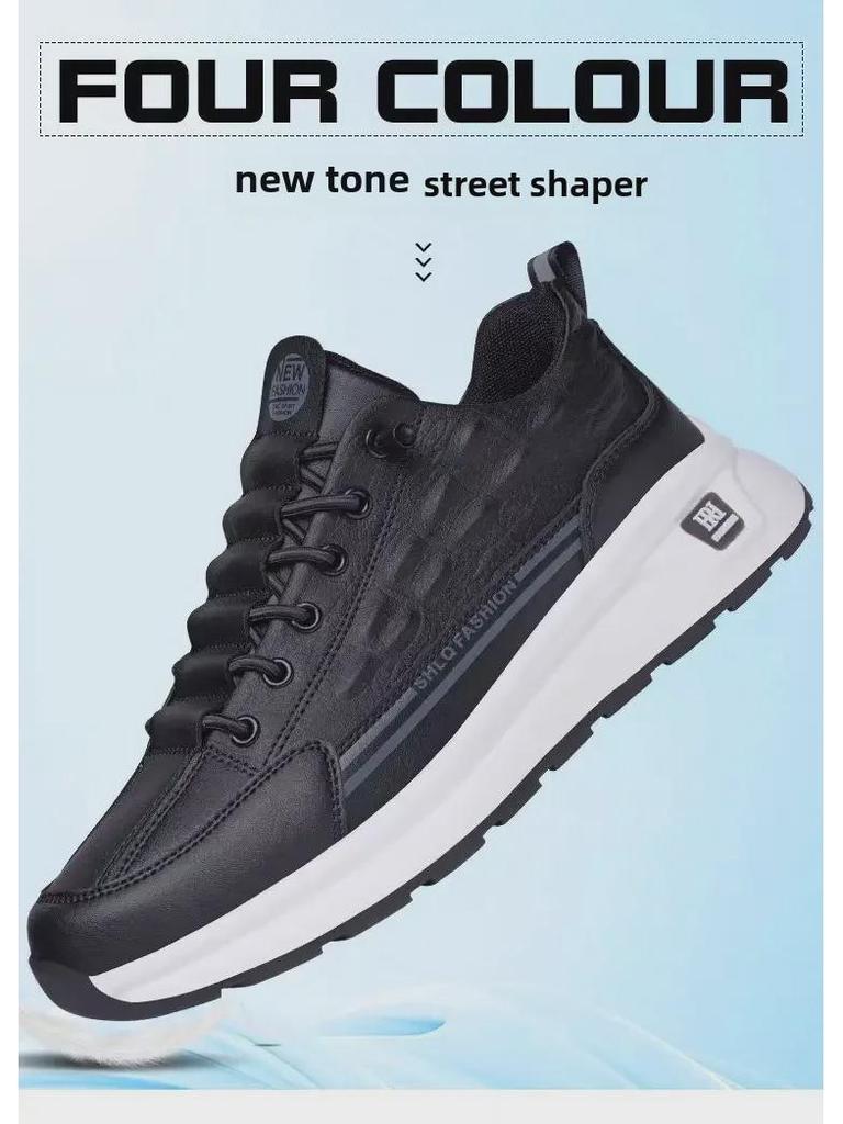 Men's Light Luxury Crocodile Pattern Leather Shoes - Non-Slip, Waterproof, Cushioned Casual Footwear