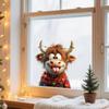 4 Stück/Set Weihnachten Highland Kuh Fensteraufkleber Abnehmbar Wasserdicht Weihnachtsmannmütze Hochlandrind Statischer Glasaufkleber Feiertagsparty Dekoration Aufkleber