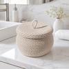 Braided Cotton Storage Basket with Lid for Dressing Areas, Living Areas