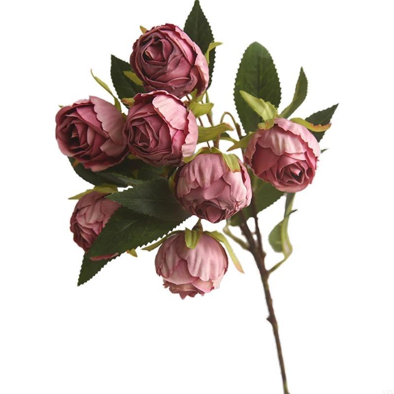 Artificial Rose Flower Multiple Heads Flowers Simulation Silk Floral Bouquet for Arrangement Home Livng Room Wedding Party X3UC