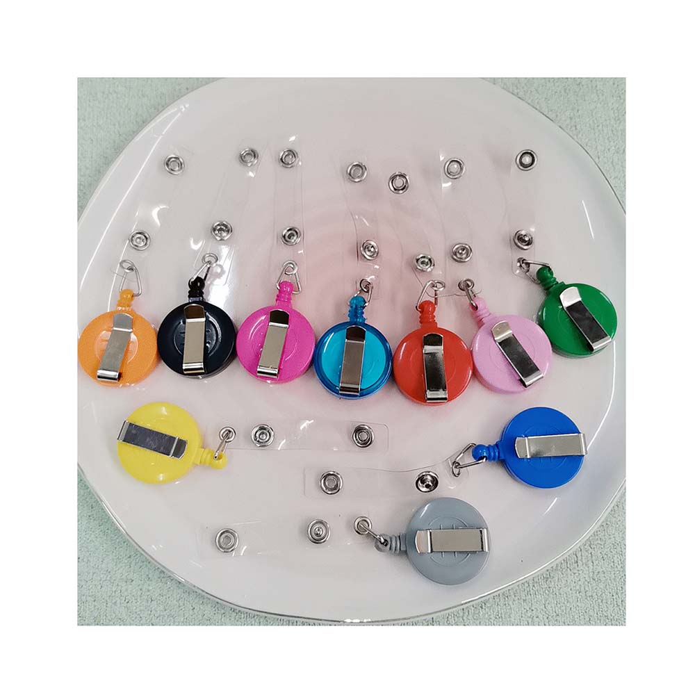Retractable Pull Badge Reels Transparent Plastic ID Tags Name Pass Bus Card Clips Badge Holder Reels Key Ring Card Clip