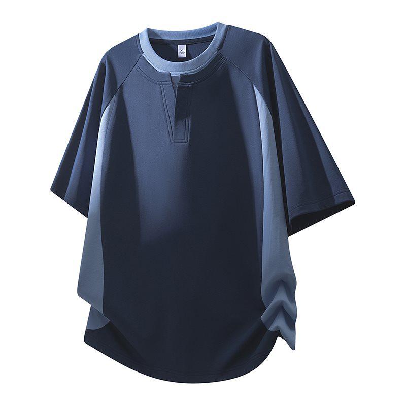 Men's Trendy Color Block Patchwork Loose T-Shirt