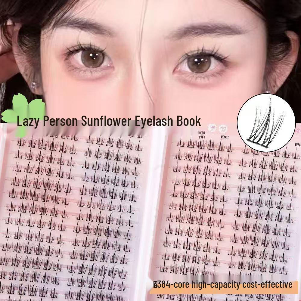 Dense Sunflower False Eyelashes - 10 Rows, Super Natural, Single Cluster, Perfect for Beginners