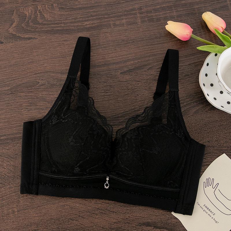 

Hole cup bra paper cup ultra-thin breathable non-sultry bra no steel ring lace gathering sexy bra 34/75 чёрный