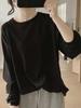 Women's Korean-Style White Long-Sleeve Round Neck Base Layer Top for Autumn/Winter - New Arrival, Loose Fit.