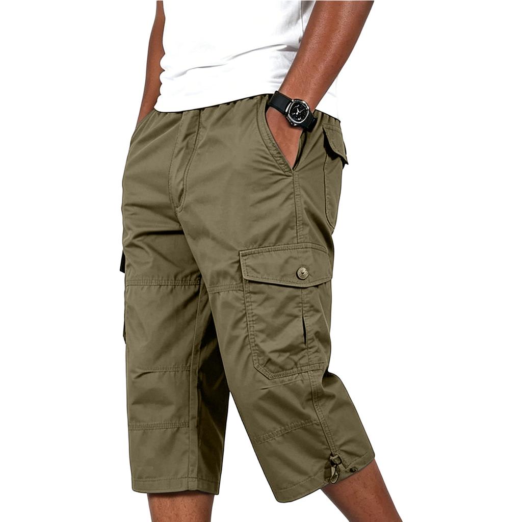 Heren Losse Casual Cargo Shorts Multi Pocket Knie Lengte Werkkleding Utility Shorts met Verstelbaar Trekkoord Zoom