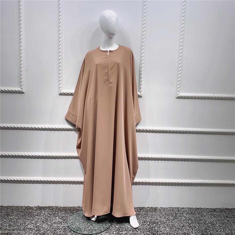 Loriya Solid Color Batwing Sleeve Long Robe - New Pink/Apricot (LR425)