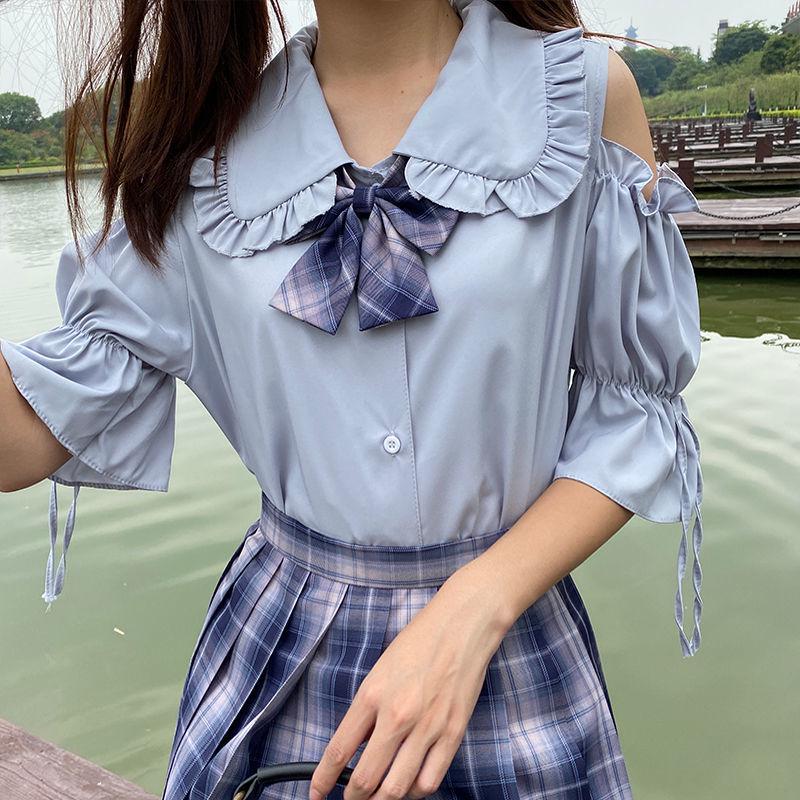 Sweet Japanese JK Doll Collar Shirt - Fresh College Style, Loose Fit, Long & Short Sleeves for Students, Perfect for Summer and Autumn.