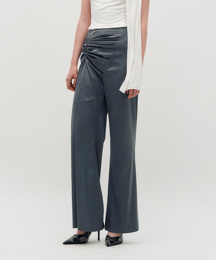 Kimjisu Satin Draped Trousers _ Gray