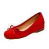 Spot second hair~ French retro suede single shoes women's 2025 new spring and autumn square head bow Mary Jane shoes