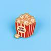 Cartoon Cat Popcorn Lapel Pin Cute Food Series Brooch for Bags Jackets & Backpacks Zinc Alloy Rust-Proof Unique Gift for Kids Teens Cat Lovers