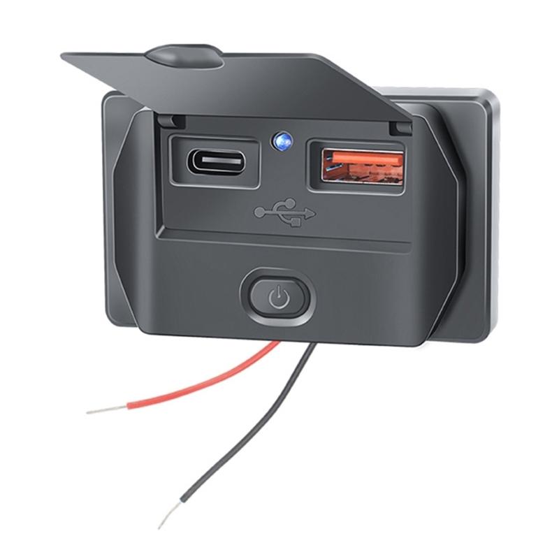USB Socket 12V-24V Power Adapter Type-C/USB A/USB A+Type C Panel Mount Charging Port for Marine Boat Bus ATV