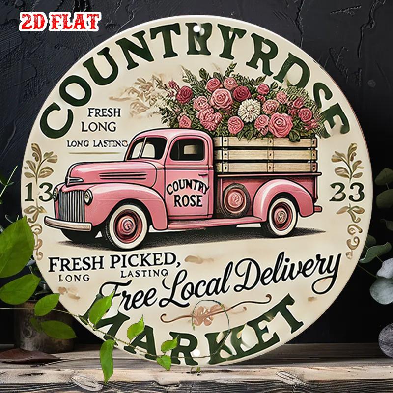 D Flat Pc Spring Butterfly Welcome Sign  Round Aluminum Metal Wall Decor with Hello Spring Wreath  Butterfly Motif Suita
