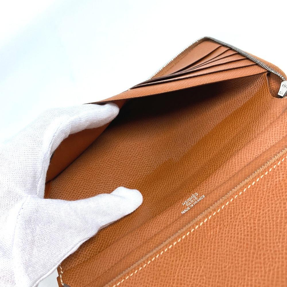 HERMES Zip Around Travel Case Azap combine Long wallet Long Wallet Leather Gold