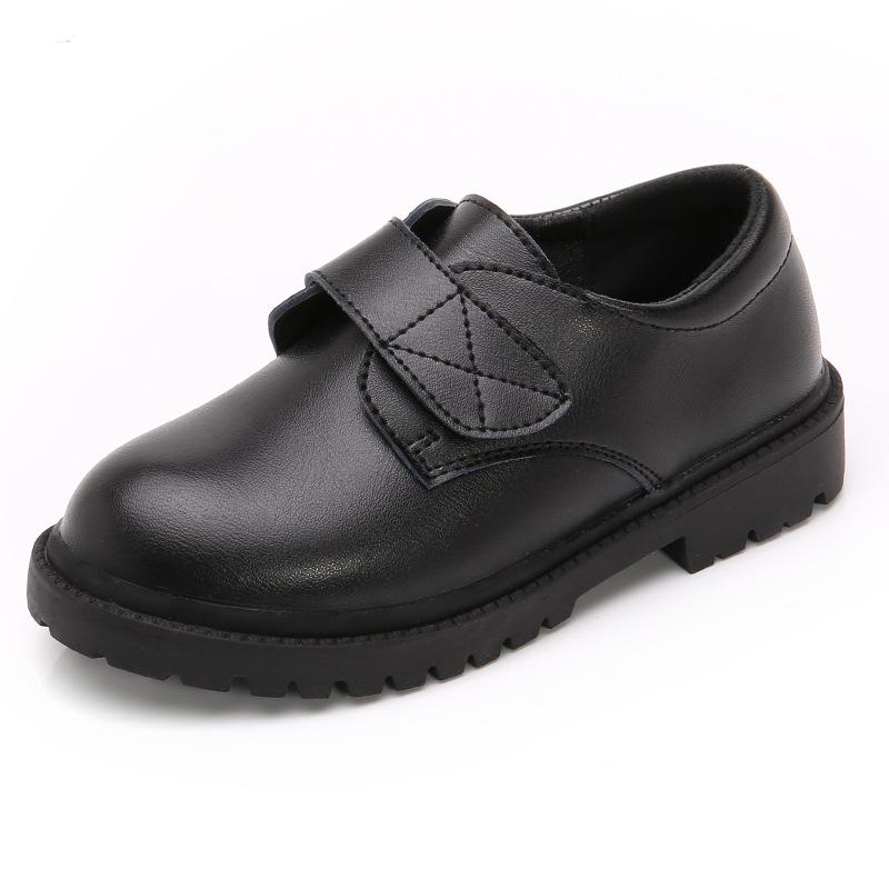 Boys' Black Leather Shoes Soft Sole, Korean-Style, for Spring/Autumn 2025 School Performance.