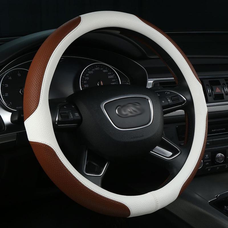 

All-Season Steering Wheel Protective Cover - Car Decoration Accessory 38 cm кофейный/белый
