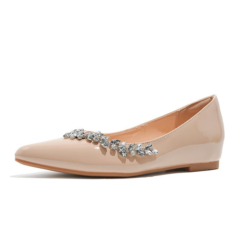 The inner height is not tired of feet, rhinestone sequins, flower shoes, flat heels, women's shoes, versatile pointed single shoes, soft soles