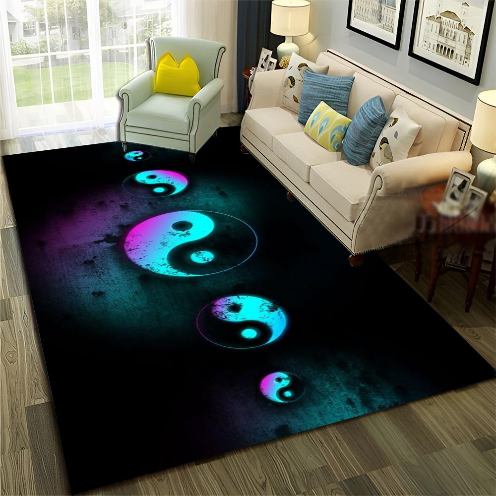 Chinese 3D Tai Chi Bagua Yin Yang  Carpet Rug for Home Living Room Bedroom Sofa Doormat Decor,Child Area Rug Non-slip Floor Mat