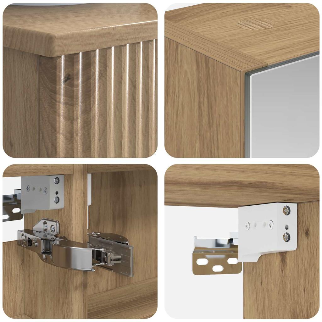 Bathroom Cabinet Set 4 Pcs Artisan Oak Finish 43 X 16 X 62.5 Cm