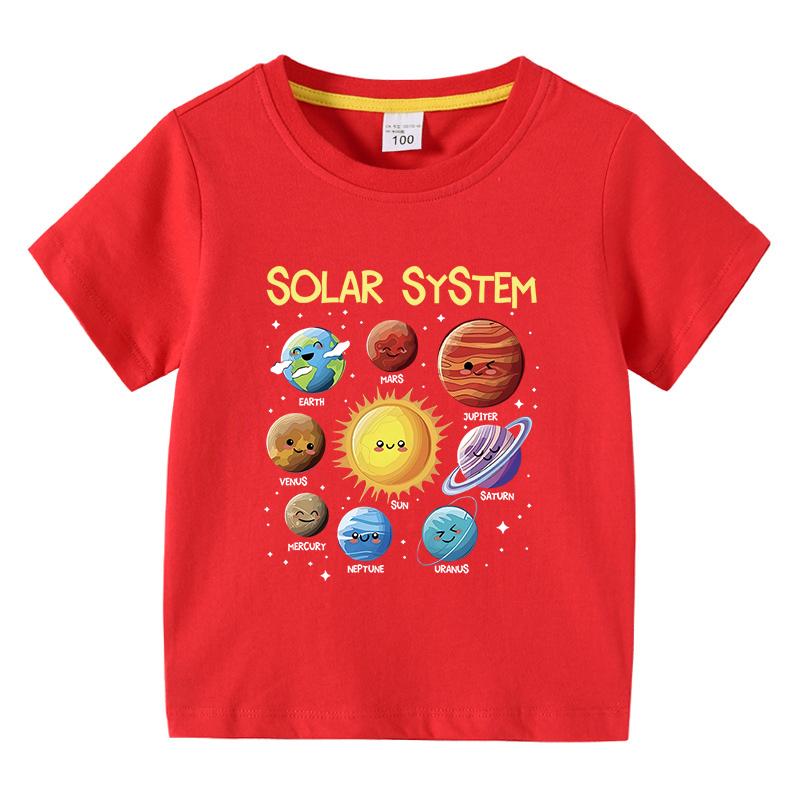 Kids Shortsleeved Tshirt Solar System Graphic Printing Summer Childrens Comfortable Tees Boys Girls ONeck Tops Clothing Gift