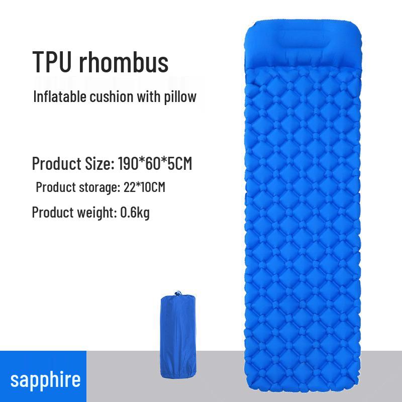 TPU Inflatable Foot-Pumped Camping Pad: Lightweight Outdoor Air Mattress, Moisture-Proof for Mountaineering and Naps