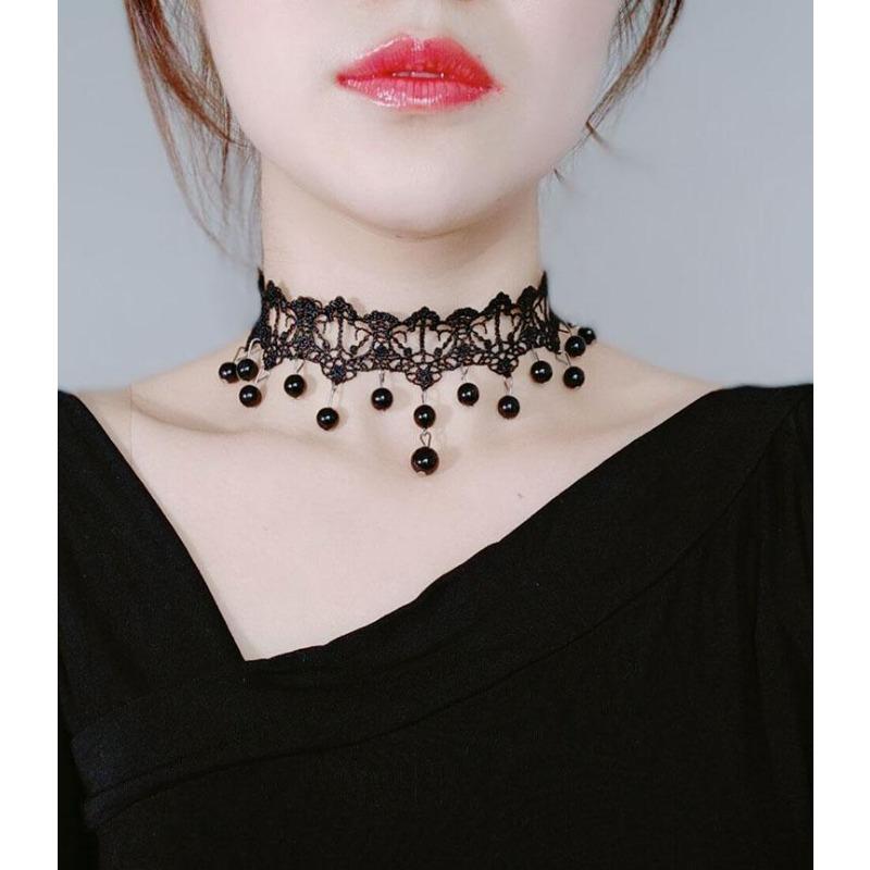 Neo-Gothic Black Sexy Lace Chokers Necklace for Women Fashion Retro Clavicle Chain Halloween Collar Y2K Decoration Jewelry Gifts
