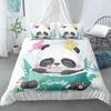 Kids Panda King Queen Duvet Cover Cute Animal Bedding Set For Boys Girls Cartoon Style 2/3pcs Quilt Cover Flower Comforter Cover