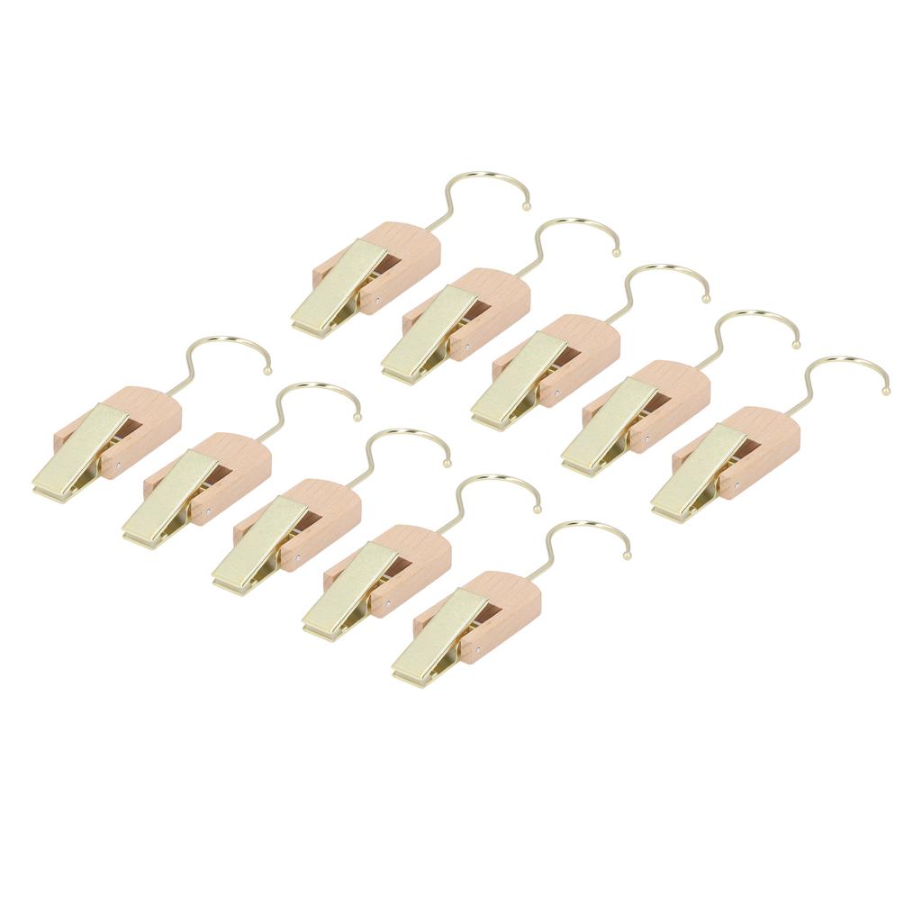 10cm Hanging Clips Metal Hook with Wood Clip 360 Degree Rotating Clothing Hooks for Closet Office