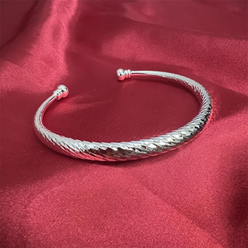 925 Sterling Silver Open Cuff Bracelet &Bangles For Women Fashion Jewelry Party Gifts