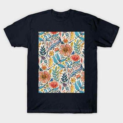 Vivid Colorful Art Nouveau Floral T Shirt S 5XL Fast Shipping