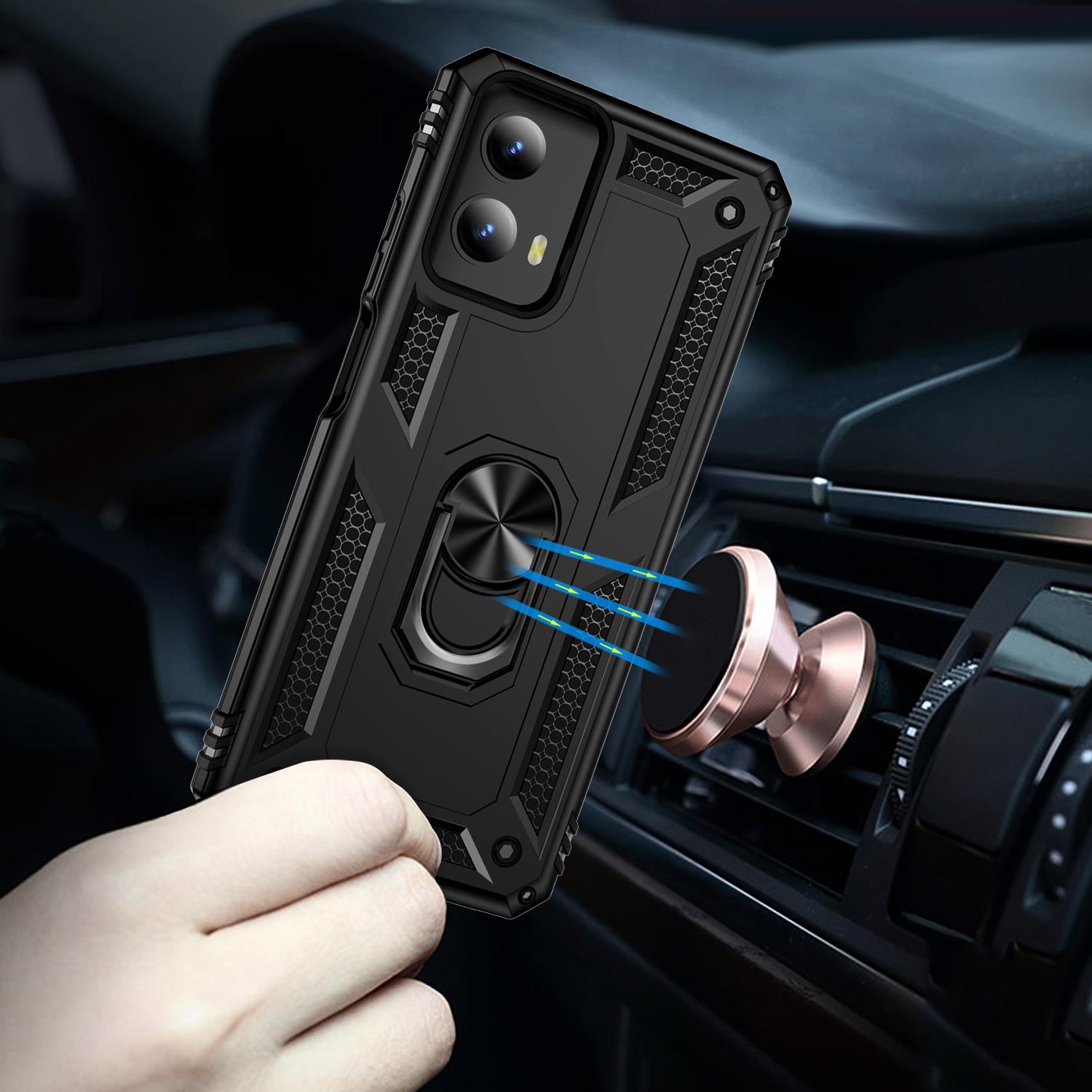 

For Motorola Moto G Play 5G (2024) Case PC+TPU Anti-drop Phone Back Cover with Kickstand Black